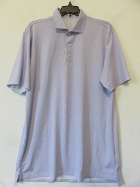 Holderness & Bourne Men’s Large Polo Shirt Tailored Fit Purple/White Squares EUC