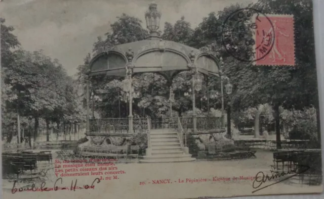 NANCY 54 cpa la pépinière Kiosque de musique Bon Etat 1906