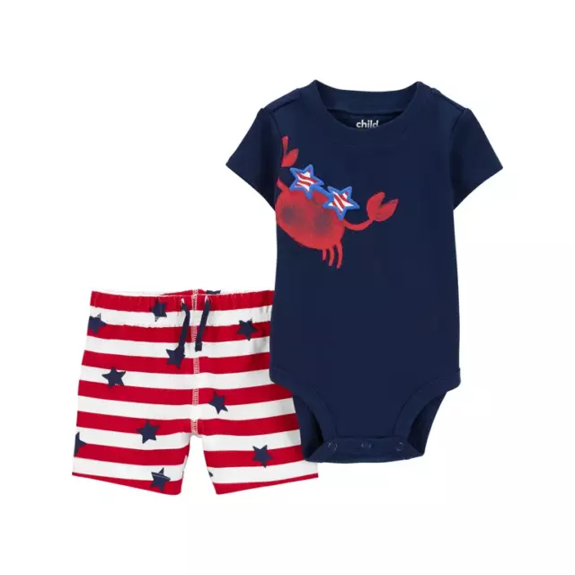 Carter's Child of Mine Baby Boy Patriotic Bodysuit & Pant Set Crab Blue Newborn