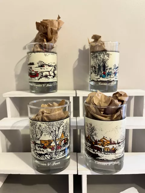 Complete Set of 3 Currier and Ives 1981 Arby's Collector Series Drinking Glasses