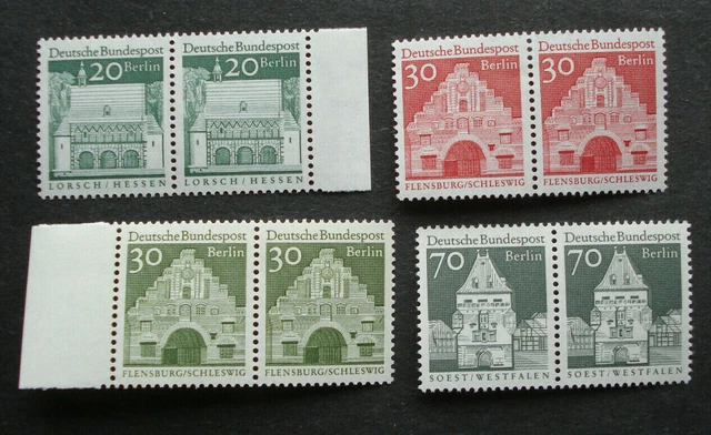 1966: Freimarken "Deutsche Bauwerke", Lot waagerechte Paare, postfrisch