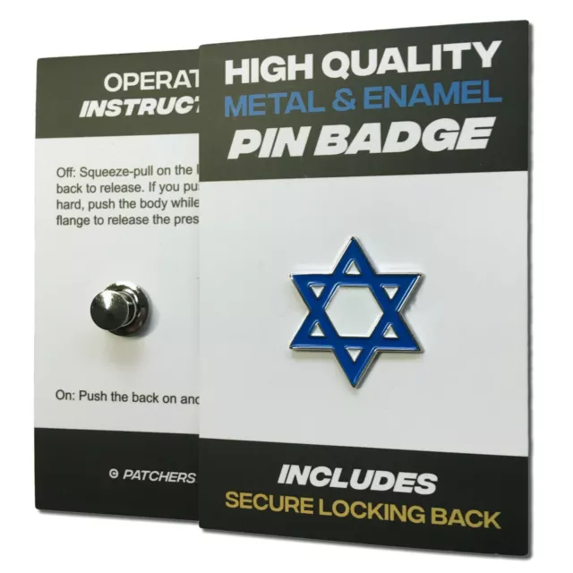 Star of David High Quality Metal & Enamel Pin Badge with Secure Locking Back