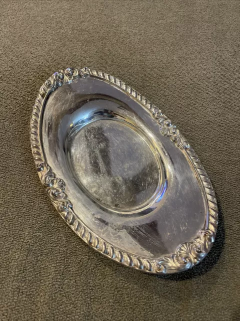 Vintage EPCA Bristol SilverPlate Decorative Edge Oval Tray 9.25”x6” (CM)