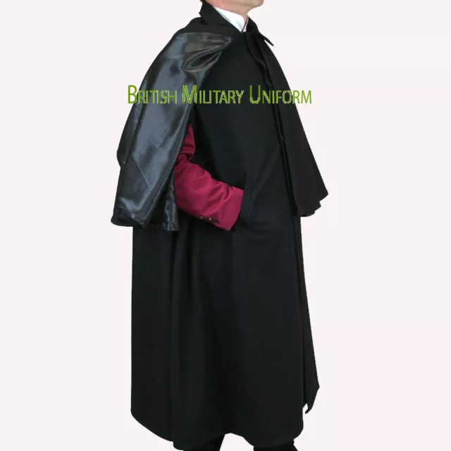 New Old Japanese Inverness Cape, Christmas Men Black Wool Cape Fatima Industries