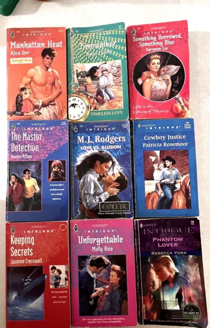 Harlequin Intrigue Suspense Romance Books Lot of 9 1990s, 90s Paperback