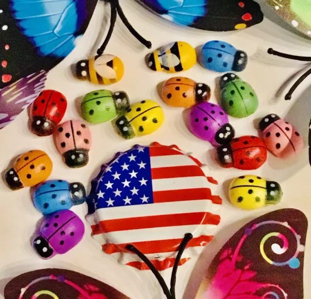 3D Fairy Garden Stickers Lady Bug Butterflies Bee Decor Arts Crafts Lot 👻🧲20pc