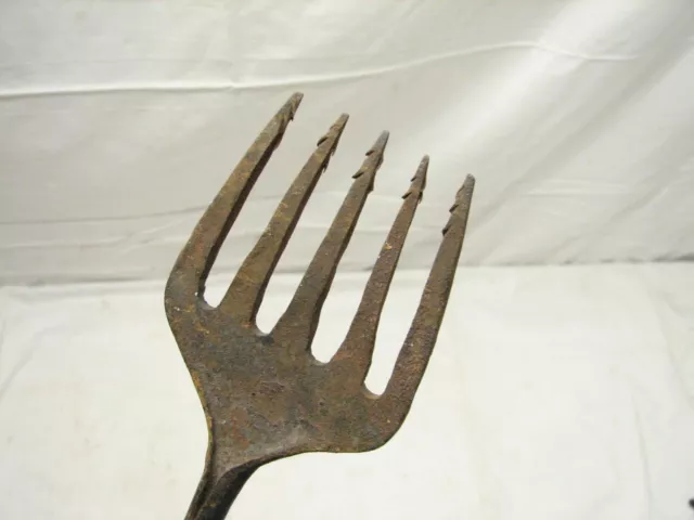 Antique 5-Tine Fish Eel Frog Gig Tool Spear Head Hand Forged Fishing Tool Fork A 2