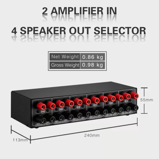 LINEPAUDIO 2 en 4 sorties sélecteur de haut-parleur boîtier de commutation S0C6 3