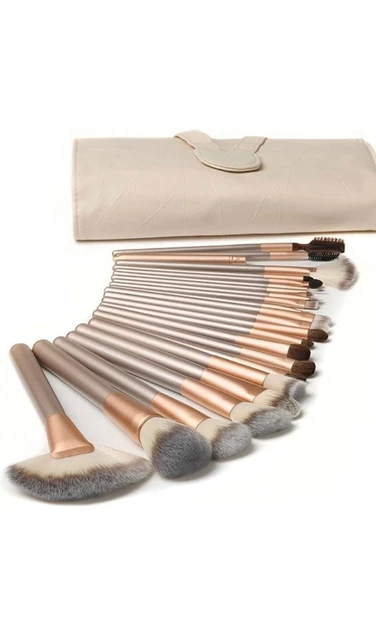 18 Pezzi Pennelli Trucco Set Di Pennelli Trucco Con Custodia Da Viaggio Manico