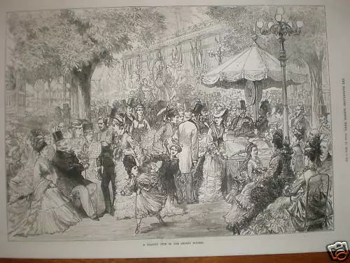 Charity Fete Champs Elysees Paris France 1874 engraving