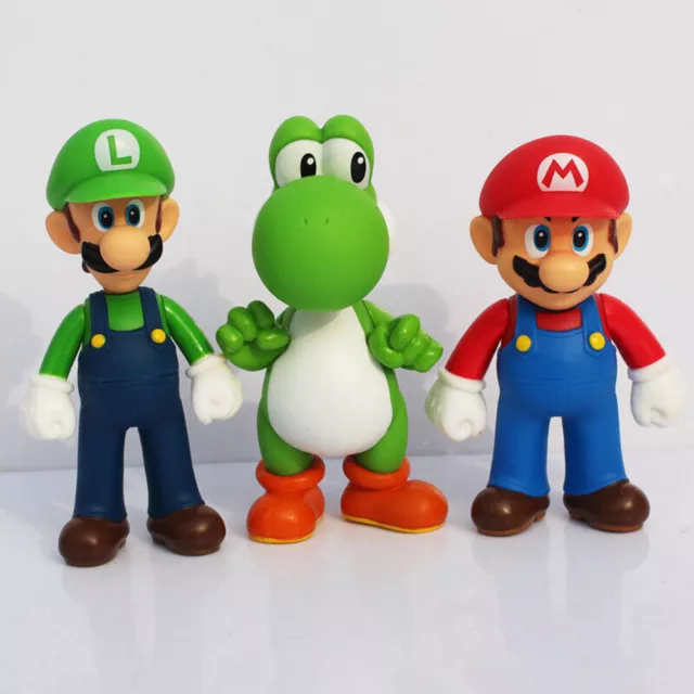 3 Stück Super Mario Bros - MARIO LUIGI YOSHI Figure Kinder Spielzeug Geschenk