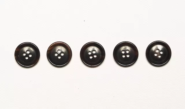 5 X 20mm GENUINE HORN BUTTONS (brown)  - For Tailor Suits Jackets Trousers