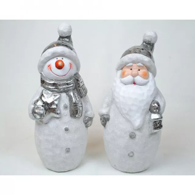 Keramikfigur XXL mit Glitter  Weihnachtsmann, Schneemann