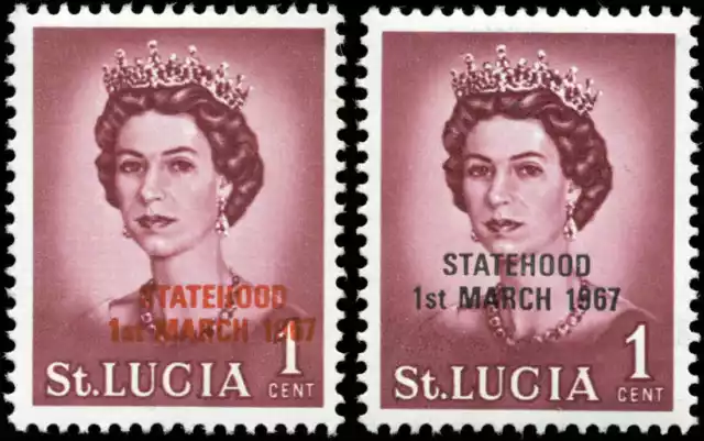 Saint Lucia Scott #241v SG #197v Red and Black Statehood Overprints MNH