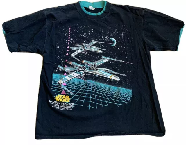 Vintage 1990s Disney Star Wars X-Wing Fighter T Shirt One Size Fits All