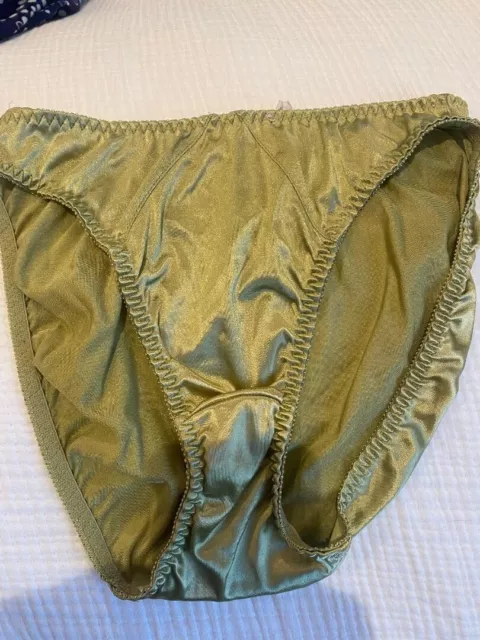 Vintage Bestform Satin Panty greenish/Yellow Large