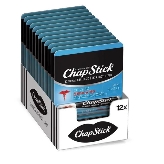 Chapstick Classic Medicated Lip Balm Tube, Chapped Lips Treatment and Skin Prote