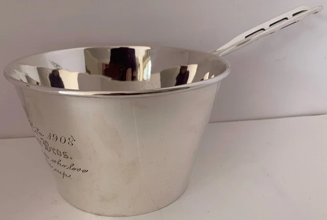 Very Unusual Sterling Figural Cooking Presentation Sauce Pot Loving Cup 1908