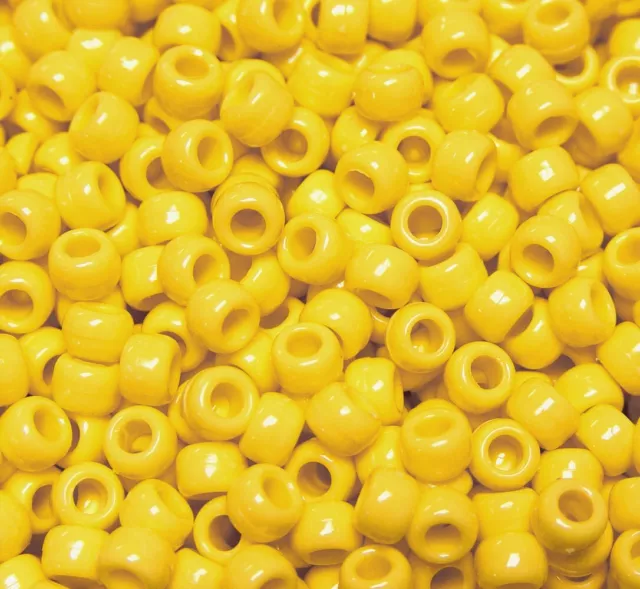 Opaque Yellow 9x6mm Pony Beads 500pc. Made in the USA Jolly Store crafts beading