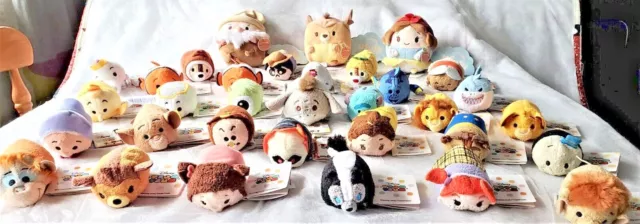 Bundle of 33 x Disney Store Mini Soft Toys, Tsum Tsum's, Plush Peluche, Ufufy’s.