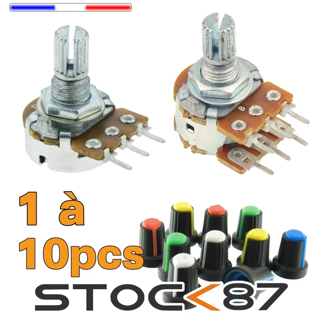 Kit De Potentiomètres Coniques Linéaires WH148 B1K B2K B5K B10K B20K B50K B100K B250K B500K B1M, Arbre De 15mm, 3 Broches Avec écrous Et Rondelles, 5 Pièces