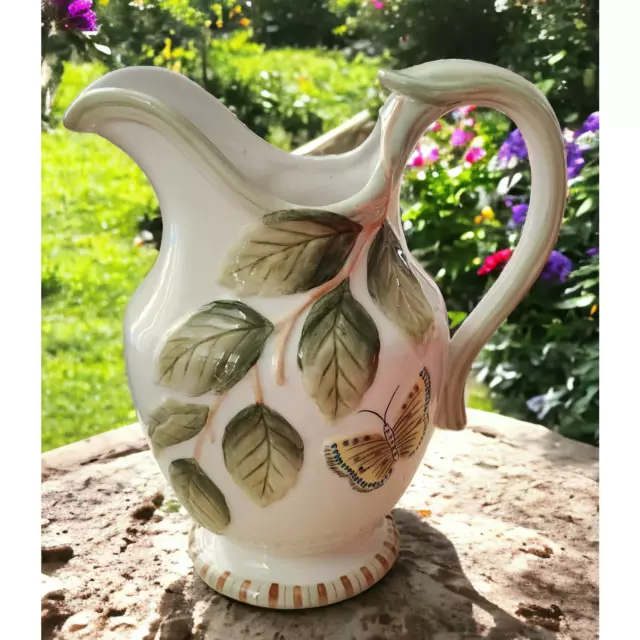 Fitz and Floyd SOMMER HILL HANDPAINTED LARGE CERAMIC PITCHER RETIRED