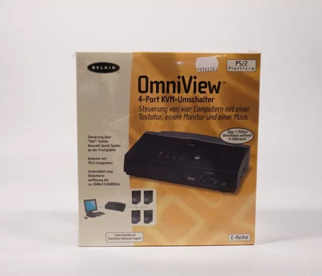 Original Belkin OmniView 4-Port KVM-Umschalter PS/2 Plattform E-Reihe sealed