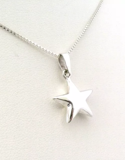 925 Sterling Silver Small Puffed Star Pendant With Silver Box Chain 33700