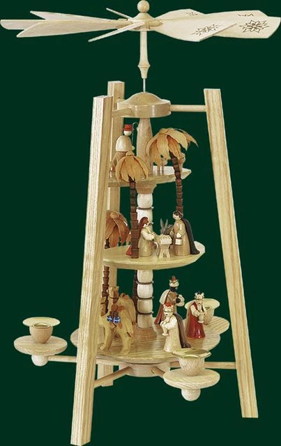Piramide Natalizia Richard Glaser Seiffen - Natività 1 Piano - 32 Cm - Colore Naturale