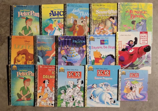 Lot 15 Little Golden Books All Disney 101 Dalmatians Cinderella Alice Vintage