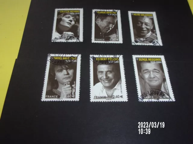 Serie  2011  N° 4605 - 4610 Chanteurs Francais oblitéré 6 cachets rond