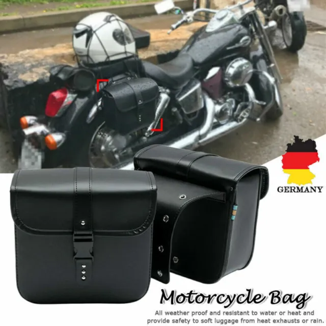 Universal Leder Motorrad Satteltaschen Seitentasche Gepäcktaschen Luggage ~