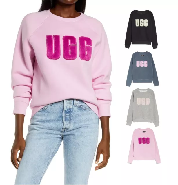 NEW 100% UGG Women's Madeline Fuzzy Logo Sweatshirt Soft Cozy Crew Neck Sweater