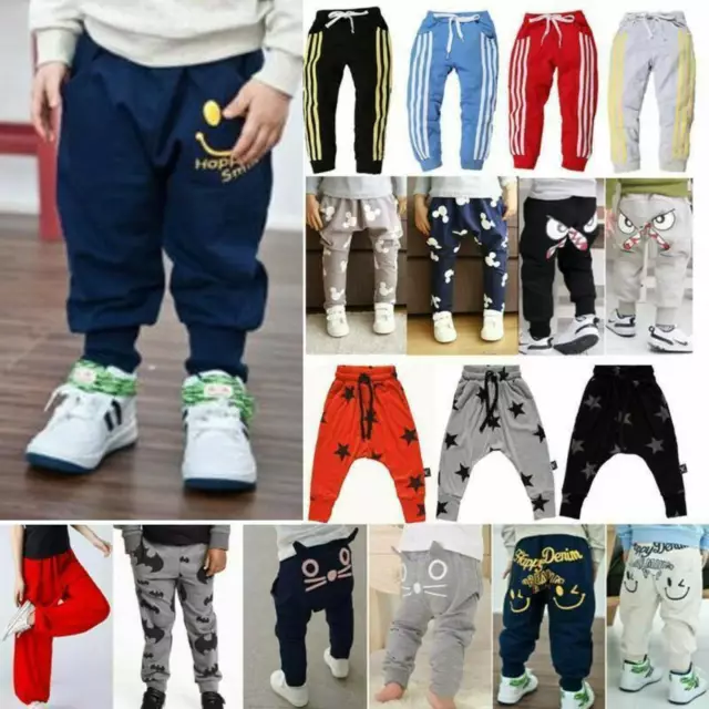 Kids Boys Girls Sports Gym Long Pants Joggers Trousers Sweatpants Loose Bottoms