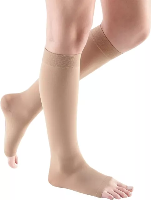 MEDIVEN Comfort WIDE PETITE Calf Open Toe Compression Stockings Size Color 20-30