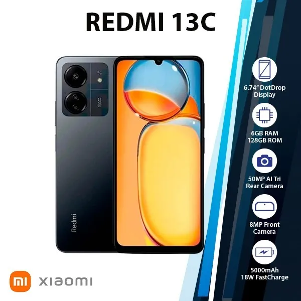 Xiaomi Redmi 13C Factory Unlocked Dual SIM 8GB RAM 256GB Storage-4G  LTE-BLACK