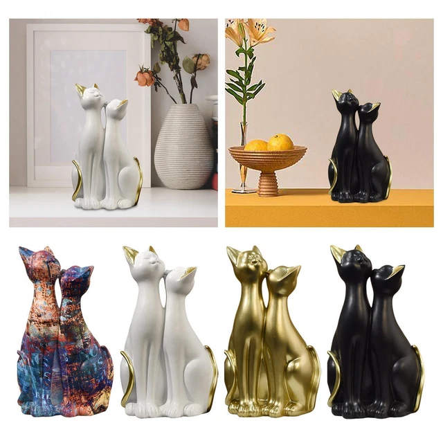 Figurines en résine animaux Sculpture décor Couple Statues de chat pour fête