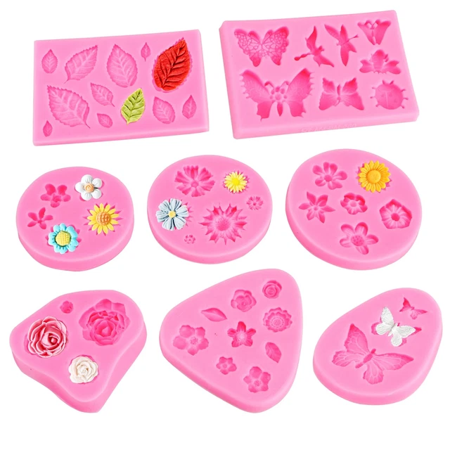 4-teiliges Silikon-Formen Set – 3D Blumenformen Für Seife, Schokolade & Backdekoration (Rosa)