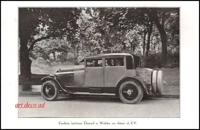 Publicité Automobile Chenard & Walcker 16 CV  car vintage photo ad  1926 -9I