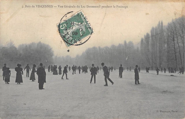 Cpa 94 Bois De Vincennes / Vue Generale Du Lac Daumesnil Pendant Le Patinage