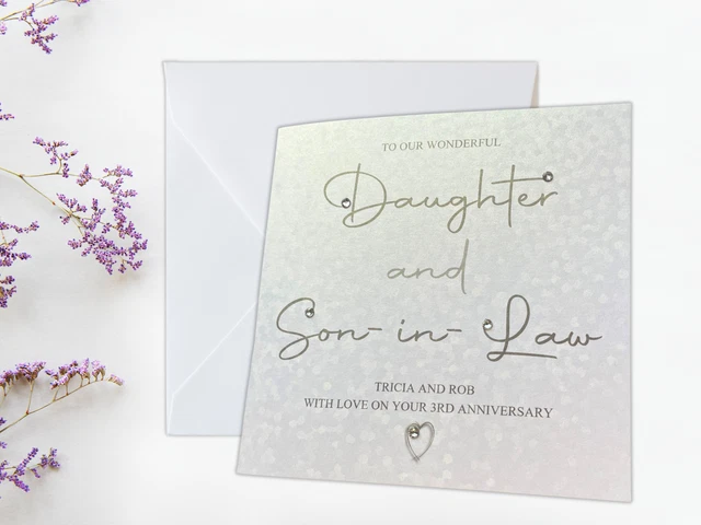 DAUGHTER AND SON-IN-LAW Wedding Anniversary Card Personalised Handmade