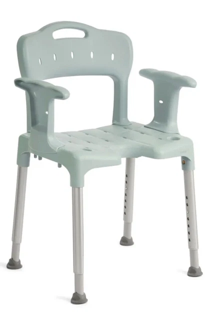 Taburete/silla de ducha Etac Swift, taburete con reposabrazos y respaldo, verde, ducha ch