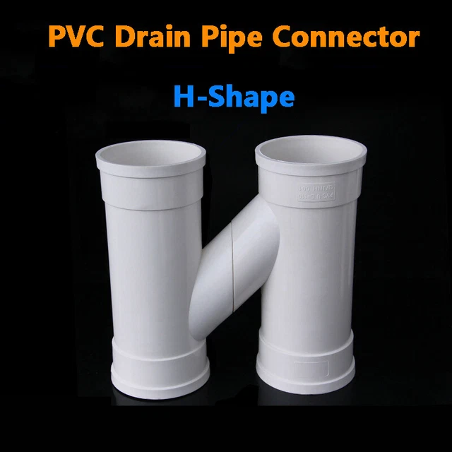 PVC DRAIN PIPE Connector HShape Downpipe Adapter Drainage Tube Fitting