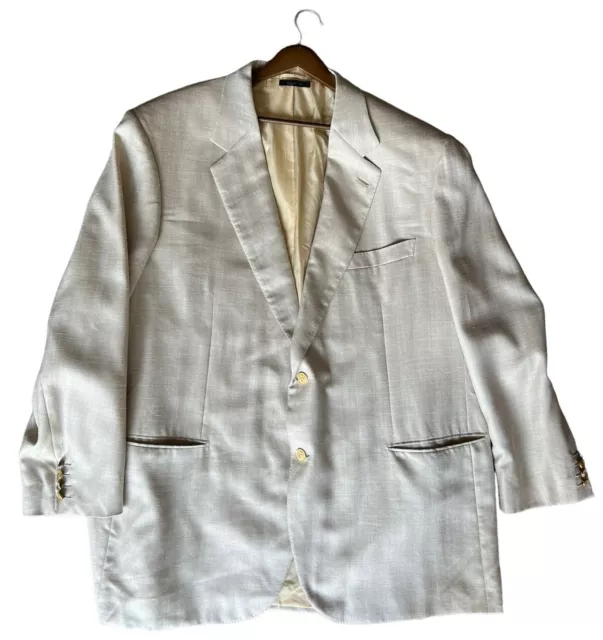 BRIONI Men’s Beige Herringbone PALATINO Sport Coat Blazer Silk Wool Size 52