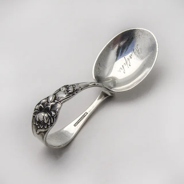 Pond Lily Baby Spoon Curved Handle Watson Sterling Silver Mono