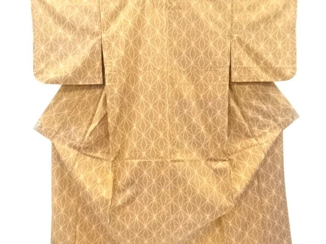 6415857: Japanese Kimono / Antique Hitoe Kimono / Tsumugi / Woven Asanoha
