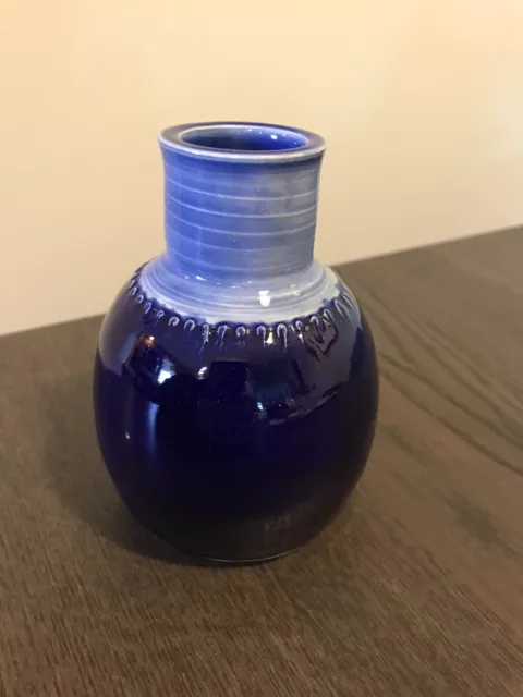 Art Pottery Cobalt Blue Bud Vase 4” Artist Signed