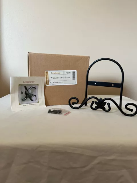 Longaberger WROUGHT IRON EASEL/PLATE STAND Tabletop or Hanging - NIB - Set of 2