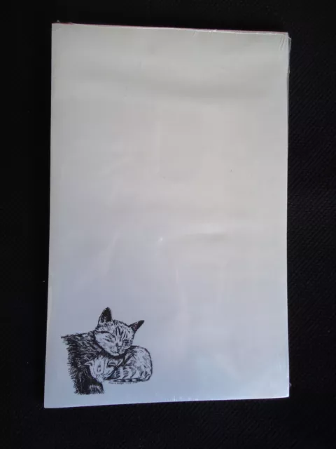 Content Cat and Kitten 3 Notepads 50 Sheets 8.5x5.5 New Black & White Drawing