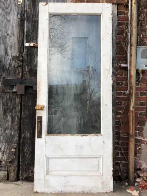 36x89" Antique Storefront Door with Original Eastlake Hardware, 2 1/8" thick 11